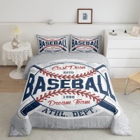 Homewish Baseball Comforter Set Vintage Sports Baseball Bedding Set 2Pcs For Kids Boys Teens Sports Theme Duvet Insert Soft Poly