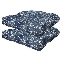 Honeycomb Outdoor Contoured Tufted Cushion Set 195 W X 185 L Boheme Indigo Outdoor Chair Cushions