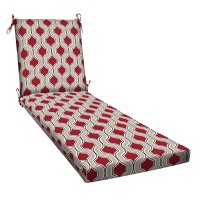 Honeycomb Outdoor Soraya Scarlet Red Chaise Lounge Cushion: Recycled Fiberfill, Weather Resistant, Reversible, Comfortable And Stylish Patio Cushion: 22.5