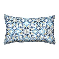 Honeycomb Indoor/Outdoor Beryl Pacific Blue Lumbar Toss Pillow: Recycled Fiberfill, Weather Resistant, Comfortable And Stylish Pack Of 2 Pillows For Patio Furniture: 21