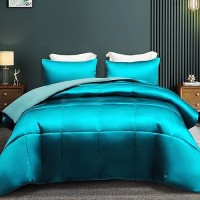 Whale Flotilla 2Piece Reversible Twin Size Silky Soft Comforter Setbedding Set Luxury Satin Comforter With Satin Pillowcase