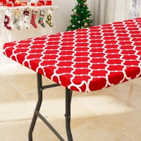 Smiry Rectangle Picnic Tablecloth, Waterproof Elastic Fitted Table Covers For 4 Foot Tables, Wipeable Flannel Backed Vinyl Tablecloths For Camping, Indoor, Outdoor (Red Morocco, 30X48 Inches)