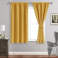 Jiuzhen Blackout Curtains For Bedroom Thermal Insulated Room Darkening Rod Pocket Curtains For Living Room Set Of 2 Panels Wi