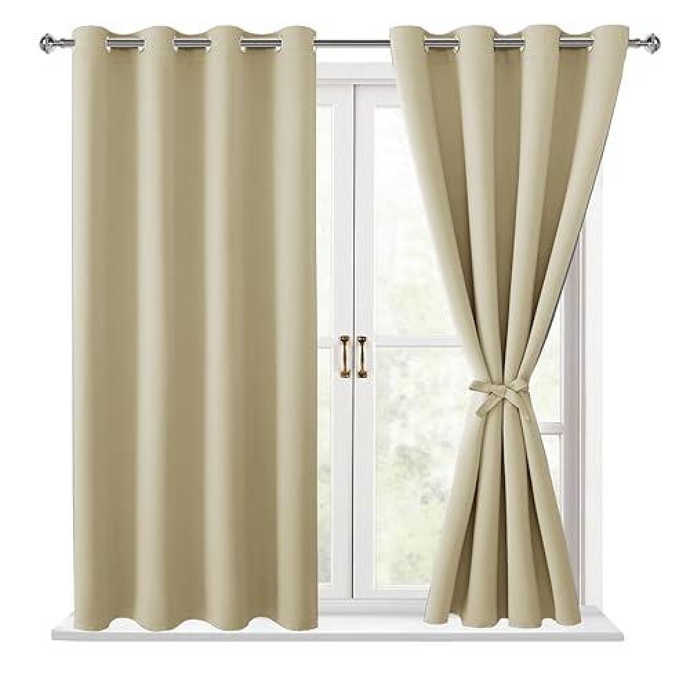 Hiasan Blackout Curtains For Bedroom 52 X 63 Inches Length Thermal Insulated Light Blocking Window Curtains For Living Room