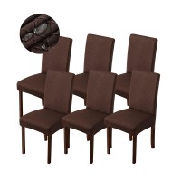 Genina Waterproof Chair Covers For Dining Room Dining Chair Covers Kitchen Parsons Chair Covers (Chocolate, 6 Pcs)
