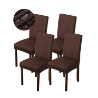 Genina Waterproof Chair Covers For Dining Room Dining Chair Covers Kitchen Parsons Chair Covers (Chocolate, 4 Pcs)