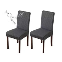 Genina Waterproof Chair Covers For Dining Room Dining Chair Covers Kitchen Parsons Chair Covers (Dark Gray, 2 Pcs)