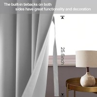 Jiuzhen Silver Grey Blackout Curtains With Tiebacksthermal Insulated Light Blocking And Noise Reducing Grommet Curtain Drapes