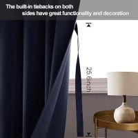 Jiuzhen Navy Blackout Curtains With Tiebacks Thermal Insulated Light Blockingnoise Reducing Grommet Curtain Drapes For Bedro