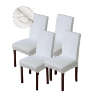 Genina Waterproof Chair Covers For Dining Room Dining Chair Covers Kitchen Parsons Chair Covers (White, 4 Pcs)