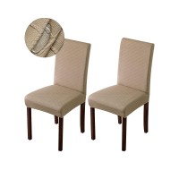 Genina Waterproof Chair Covers For Dining Room Dining Chair Covers Kitchen Parsons Chair Covers (Khaki, 2 Pcs)