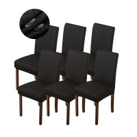 Genina Waterproof Chair Covers For Dining Room Dining Chair Covers Kitchen Parsons Chair Covers (Black, 6 Pcs)