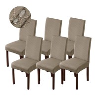 Genina Waterproof Chair Covers For Dining Room Dining Chair Covers Kitchen Parsons Chair Covers (Taupe, 6 Pcs)