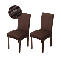 Genina Waterproof Chair Covers For Dining Room Dining Chair Covers Kitchen Parsons Chair Covers (Chocolate, 2 Pcs)