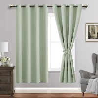 Jiuzhen Light Green Blackout Curtains With Tiebacksthermal Insulated Light Blocking And Noise Reducing Grommet Curtain Drapes