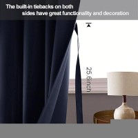 Jiuzhen Navy Blackout Curtains With Tiebacksthermal Insulated Light Blockingnoise Reducing Grommet Curtain Drapes For Bedroom