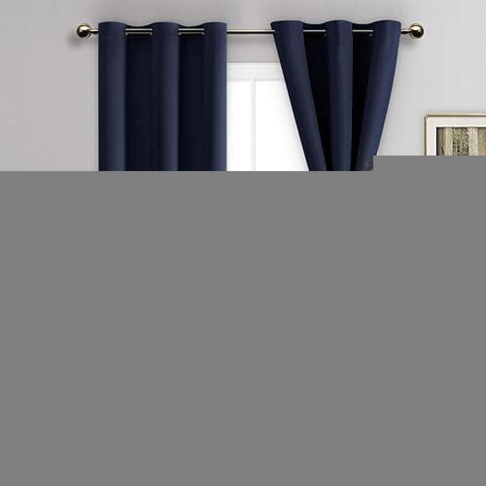 Jiuzhen Navy Blackout Curtains With Tiebacksthermal Insulated Light Blockingnoise Reducing Grommet Curtain Drapes For Bedroom