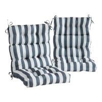 Greendale Home Fashions Outdoor 44 X 22-Inch High Back Chair Cushion, Set Of 2, Canopy Stripe Gray 2 Count