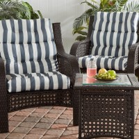 Greendale Home Fashions Outdoor 44 X 22-Inch High Back Chair Cushion, Set Of 2, Canopy Stripe Gray 2 Count