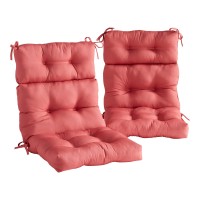 Greendale Home Fashions Outdoor 44 X 22-Inch High Back Chair Cushion, Set Of 2, Coral 2 Count