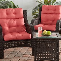 Greendale Home Fashions Outdoor 44 X 22-Inch High Back Chair Cushion, Set Of 2, Coral 2 Count