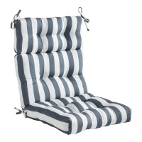 Greendale Home Fashions Outdoor 44 X 22-Inch High Back Chair Cushion, Set Of 1, Canopy Stripe Gray