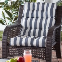 Greendale Home Fashions Outdoor 44 X 22-Inch High Back Chair Cushion, Set Of 1, Canopy Stripe Gray