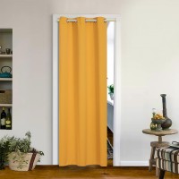 Mysky Home Mustard Yellow Door Curtains For Doorway Blackout Closet Curtains For Bedroom Grommet Room Darkening Curtains Triple