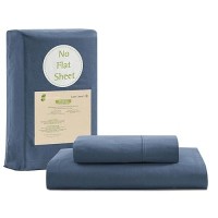 Lane Linen 100 Organic Cotton Twin Fitted Sheets Navy 2Piece Set 1 Fitted Sheet 1 Pillowcase Percale Weave Soft Breath