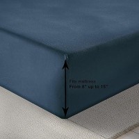 Lane Linen 100 Organic Cotton Twin Fitted Sheets Navy 2Piece Set 1 Fitted Sheet 1 Pillowcase Percale Weave Soft Breath