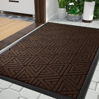 Yimobra Brown Front Entrance Door Mat Outdoor Indoor 36X24 Inch Heavy Duty Doormat Entryway Floor Mat Non Slip Durable Rubber