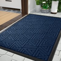 Yimobra Blue Front Entrance Door Mat Outdoor Indoor 36X24 Inch Heavy Duty Doormat Entryway Floor Mat Non Slip Durable Rubber