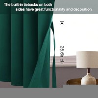 Jiuzhen Emerald Green Blackout Curtains With Tiebacksthermal Insulated Light Blockingnoise Reducing Grommet Curtain Drapes Fo