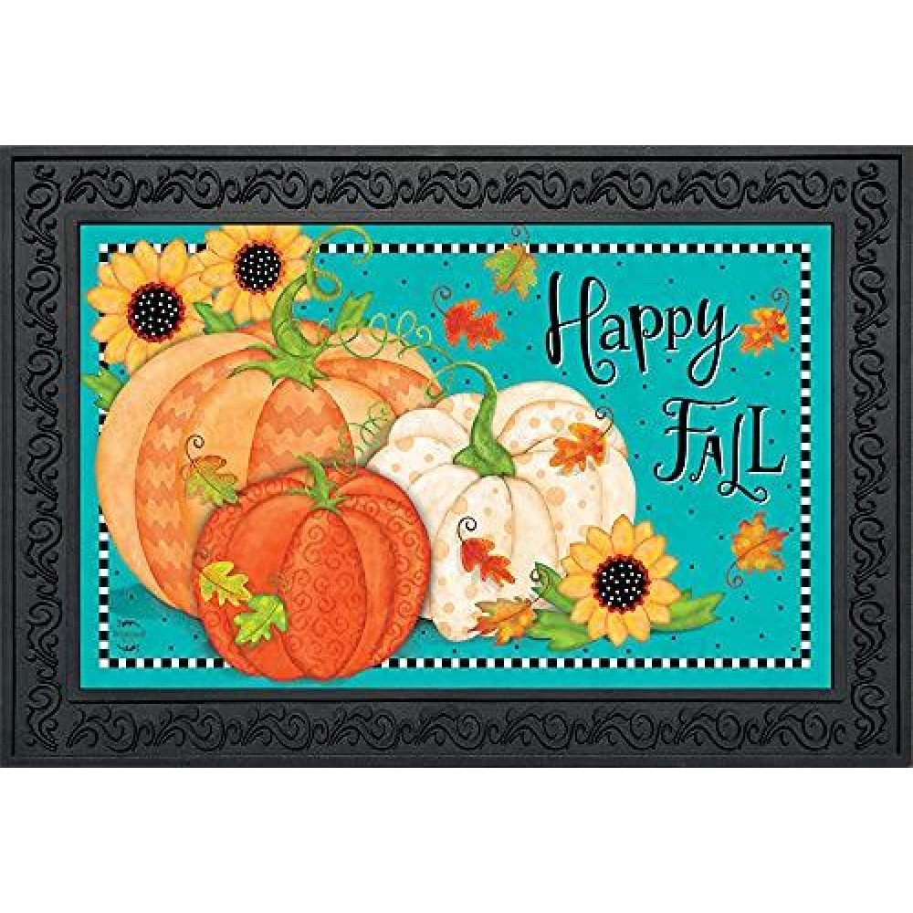 Briarwood Lane Whimsical Fall Primitive Doormat Autumn Sunflowers Indoor Outdoor 30 X 18