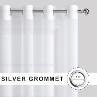 Jiuzhen White Sheer Curtains 108 Inches Long Extra Long Light Filtering Semi Transparent Grommet Window Curtains For Living Roo