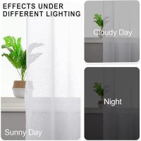 Jiuzhen White Sheer Curtains 108 Inches Long Extra Long Light Filtering Semi Transparent Grommet Window Curtains For Living Roo