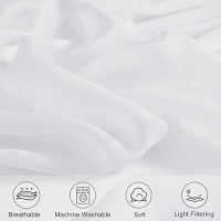 Jiuzhen White Sheer Curtains 108 Inches Long Extra Long Light Filtering Semi Transparent Grommet Window Curtains For Living Roo