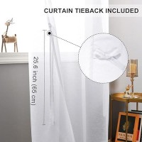 Jiuzhen White Sheer Curtains 108 Inches Long Extra Long Light Filtering Semi Transparent Grommet Window Curtains For Living Roo