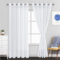 Jiuzhen White Semi Sheer Curtains W70 X L96 Extra Long Vertical Drapes Privacy With Light Filter For Living Room And Sliding Gl