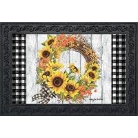 Briarwood Lane Sunflower Fall Wreath Welcome Doormat Autumn Floral Indoor Outdoor 30 X 18