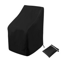 Stacking Outdoor Chair Cover Waterproof, Uranshin Outdoor Patio Furniture Covers Stacked Chairs 210D, Lounge Chair Covers Outdoor Stack Chairs For All Weather Protection, Black, 25