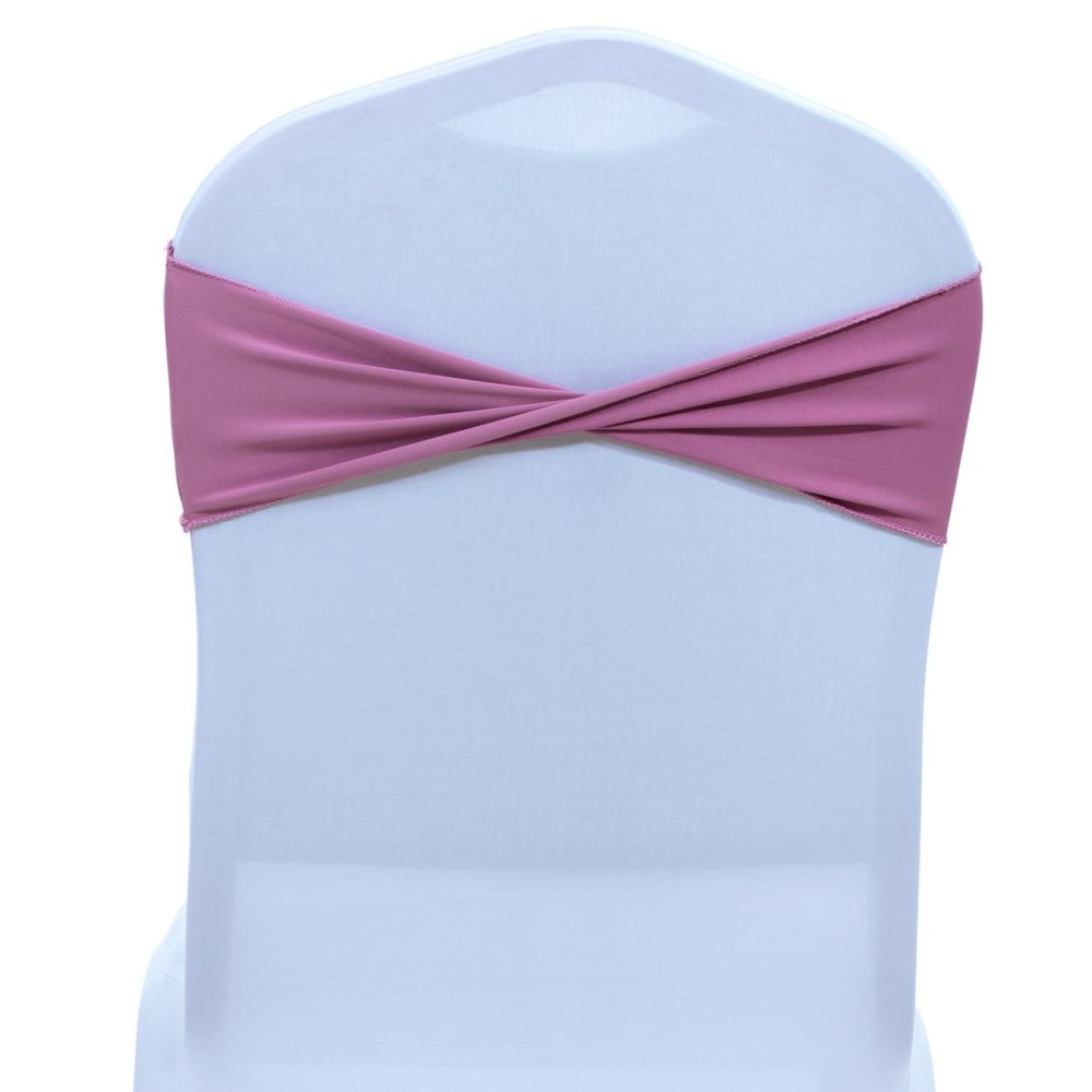 Mds Pack Of 75 Spandex Chair Sashes Bow Sash Elastic Chair Bands Ties Without Buckle For Wedding And Events Decoration Spandex Slider Sashes Bow - Dusty Pink