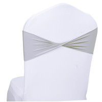 Mds Pack Of 25 Spandex Chair Sashes Bow Sash Elastic Chair Bands Ties Without Buckle For Wedding And Events Decoration Spandex Slider Sashes Bow - Light Silver