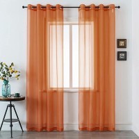 Dualife Terracotta Extra Long Curtains For Bedroom 2 Panel Sets Grommet Sheer Curtains For Living Room 52X120 Inches Long 10 Ft