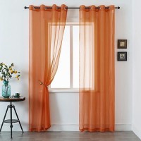 Dualife Terracotta Extra Long Curtains For Bedroom 2 Panel Sets Grommet Sheer Curtains For Living Room 52X120 Inches Long 10 Ft