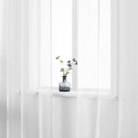 Dualife White Voile Sheer Curtains Grommet Look Semi Sheer Windows Panels Elegant Solid Color Touch Soft Drapes 52X120 Inch For