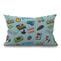 Smooffly Gamer Pillow Covers Decorative Throw Pillow Video Game And Game Handle Pattern Waist Lumbar Cotton Linen Throw Pillow C