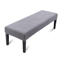 Liykimt Stretch Dining Bench Cover,Bench Slipcover Jacquard Anti-Dust Removable Washable Upholstered Rectangle Bench Seat Protector Cover For Ding Room,Living Room,Bedroom,Kitchen(Gray)
