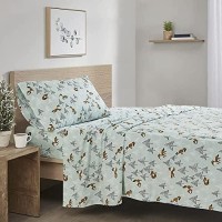 Comfort Spaces Cotton Flannel Breathable Warm Deep Pocket Sheets With Pillow Case Bedding Full Seafoam Foxes 4 Piece