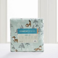 Comfort Spaces Cotton Flannel Breathable Warm Deep Pocket Sheets With Pillow Case Bedding Full Seafoam Foxes 4 Piece